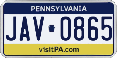 PA license plate JAV0865