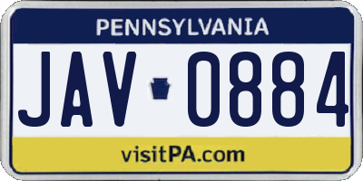 PA license plate JAV0884