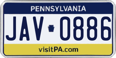 PA license plate JAV0886