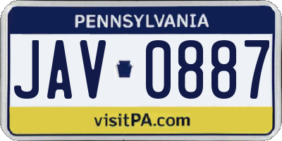 PA license plate JAV0887