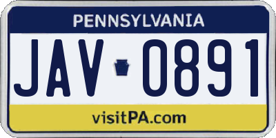 PA license plate JAV0891
