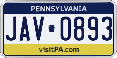 PA license plate JAV0893