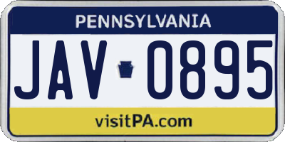 PA license plate JAV0895