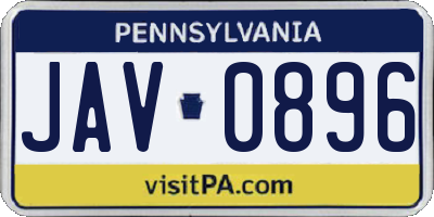 PA license plate JAV0896