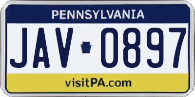 PA license plate JAV0897