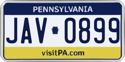 PA license plate JAV0899