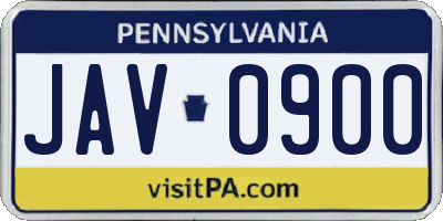 PA license plate JAV0900