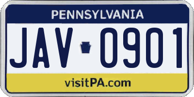 PA license plate JAV0901