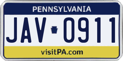 PA license plate JAV0911