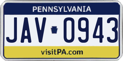 PA license plate JAV0943