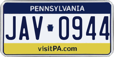 PA license plate JAV0944