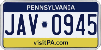 PA license plate JAV0945