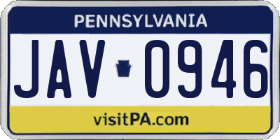 PA license plate JAV0946