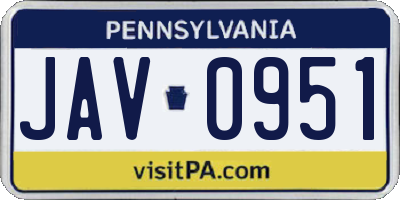 PA license plate JAV0951