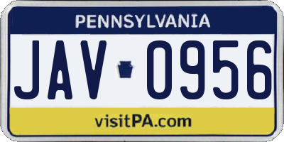 PA license plate JAV0956