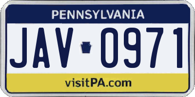 PA license plate JAV0971