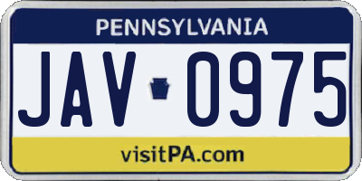 PA license plate JAV0975