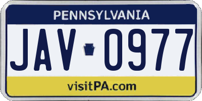 PA license plate JAV0977