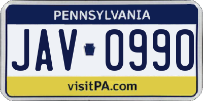 PA license plate JAV0990