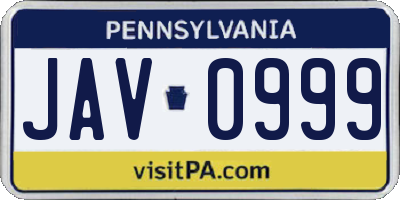 PA license plate JAV0999