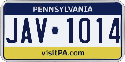 PA license plate JAV1014