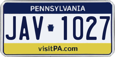 PA license plate JAV1027