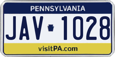 PA license plate JAV1028