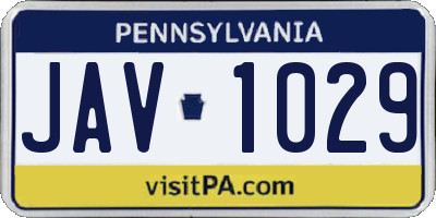 PA license plate JAV1029