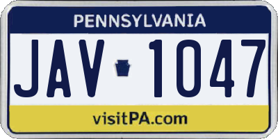 PA license plate JAV1047