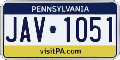 PA license plate JAV1051