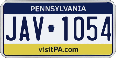 PA license plate JAV1054