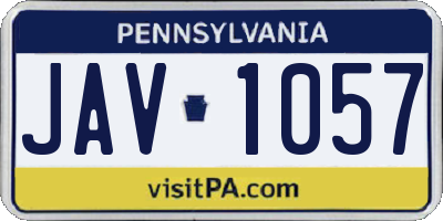 PA license plate JAV1057