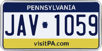 PA license plate JAV1059