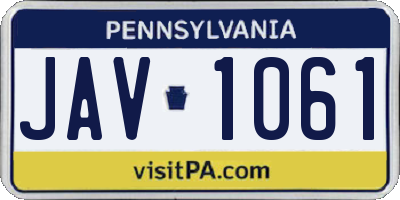 PA license plate JAV1061