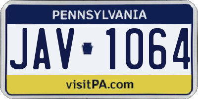 PA license plate JAV1064