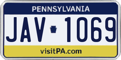 PA license plate JAV1069