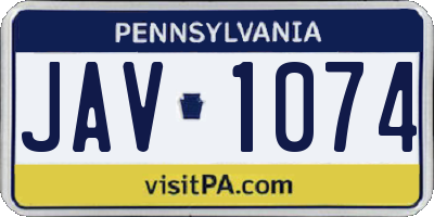 PA license plate JAV1074