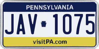 PA license plate JAV1075
