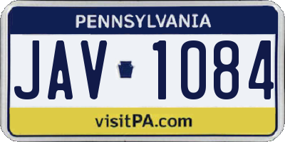 PA license plate JAV1084