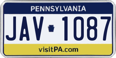 PA license plate JAV1087