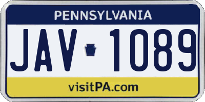 PA license plate JAV1089