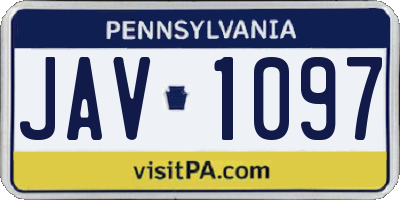 PA license plate JAV1097