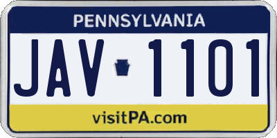 PA license plate JAV1101