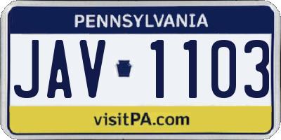 PA license plate JAV1103