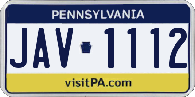 PA license plate JAV1112