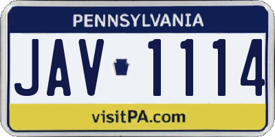 PA license plate JAV1114