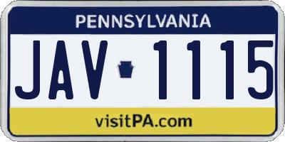 PA license plate JAV1115