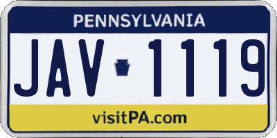 PA license plate JAV1119