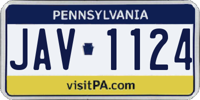 PA license plate JAV1124