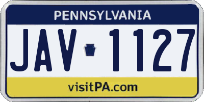 PA license plate JAV1127